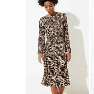 New! LOFT Animal Print Midi Dress | Color: Black/Tan | Size: 6P | 